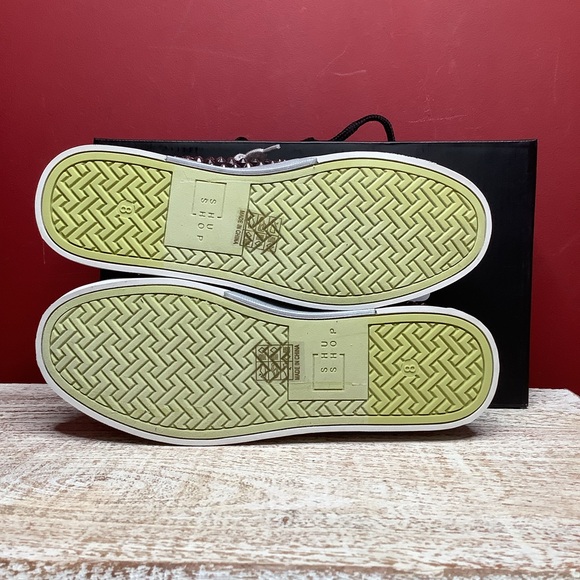 SHU SHOP NWT Sz 8 Ruby Studded Black Tie Sneakers Round Toes White Rubber Soles - Picture 13 of 13